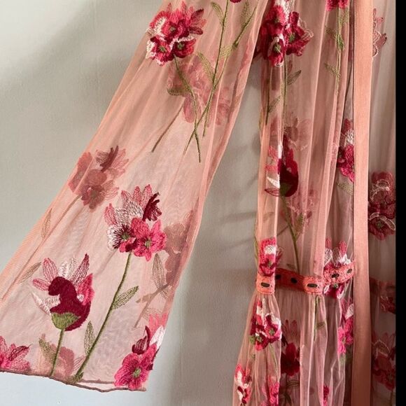 Anthropologie x Bl-nk London Sheer Floral Embroidered Kimono Duster - Picture 8 of 12